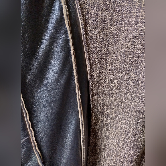 Koos Mixed Media Leather & Tweed Jacket with Leopard Print Detail - Picture 5 of 6